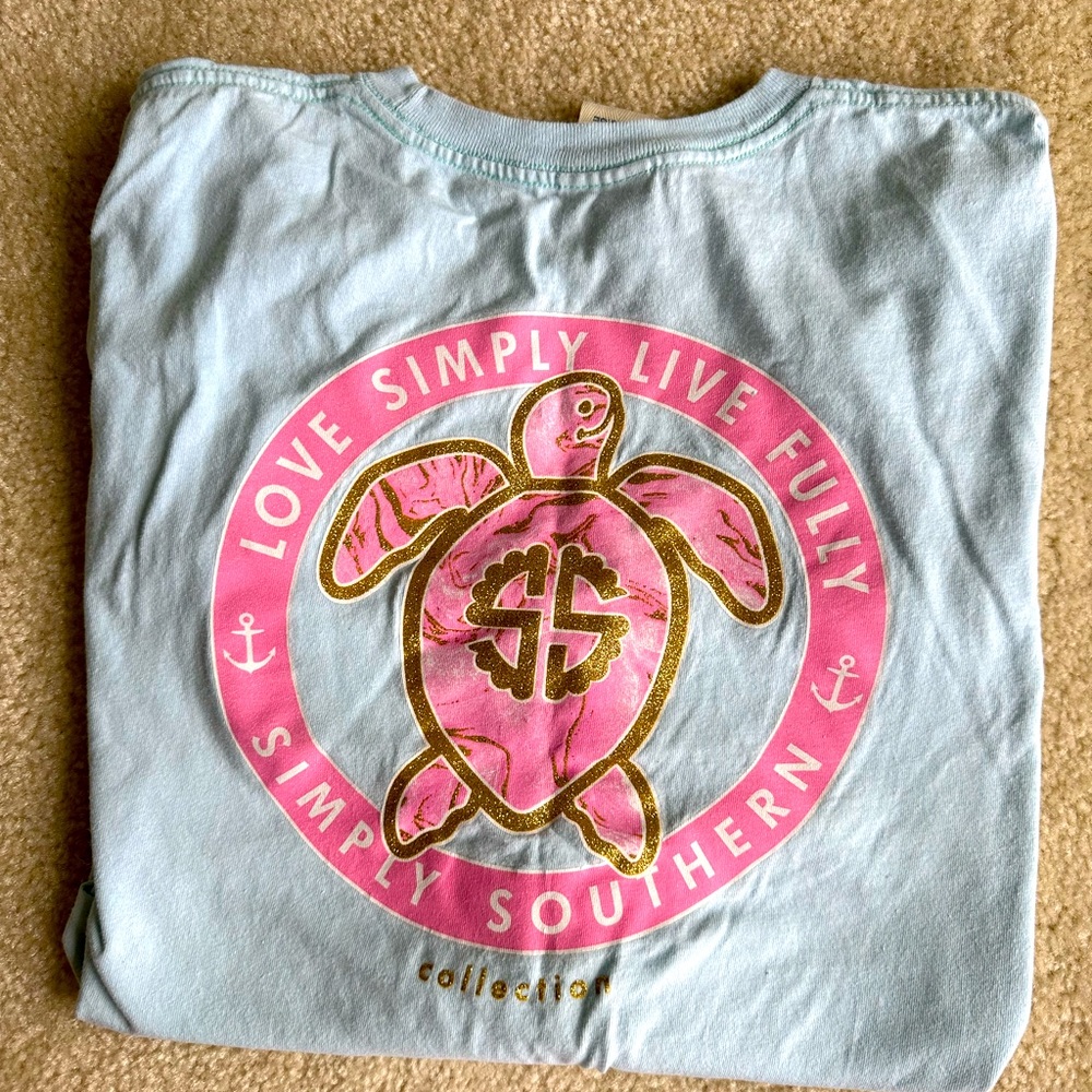 Simply Southern - youth large light blue gently worn long sleeve T